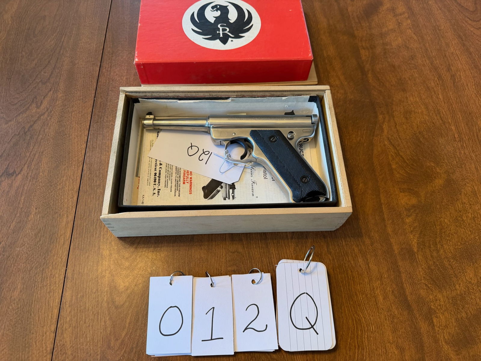 Ruger MK I Signature Series Commemorative Pistol: Ruger MK I Signature Series Commemorative Pistol. One of only 5000 made. Engraved with the signature of William B. Ruger. All matching. 22LR. Stainless finish with black plastic Ruger grips. New old