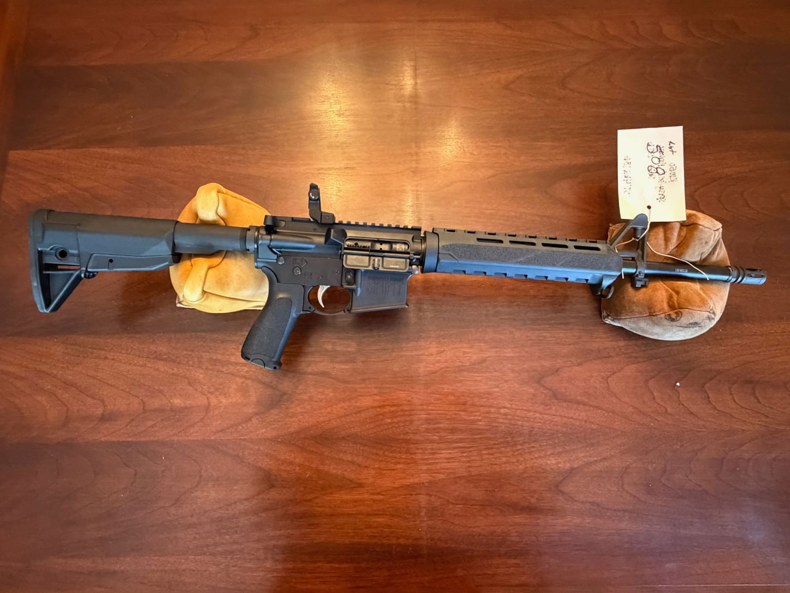 Springfield Armory Saint AR-15: Springfield Armory Saint AR-15. 5.56mm. 16" barrel. Adjustable stock, fixed front site. Six position adjustable working stock. Not pinned. Serial No. ST462136. See photos. LEO, FFL OR OUT OF STATE