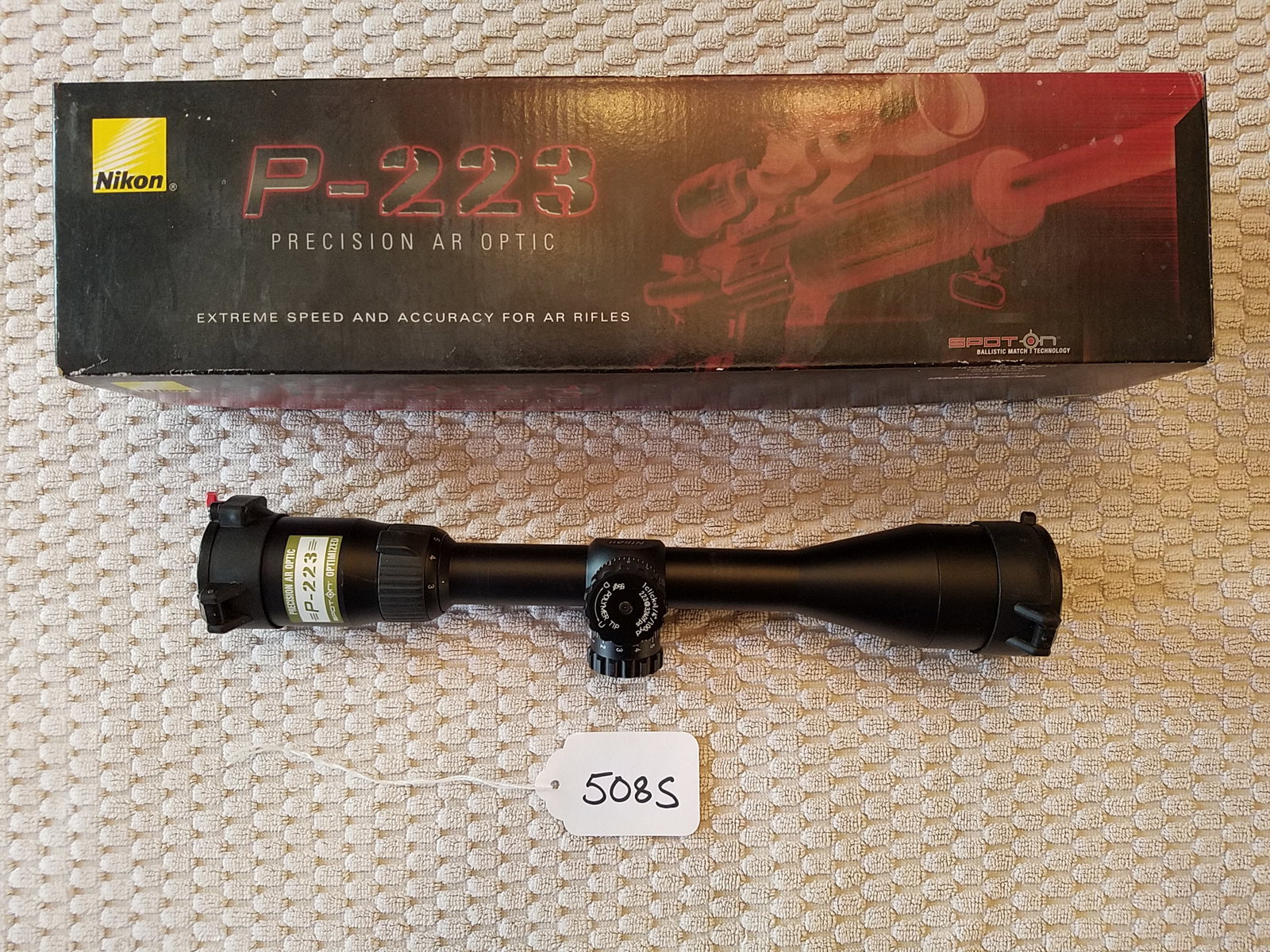 Nikon P-223 3-9X40 Scope: Nikon P-223 3-9X40 scope. Used and in the original box. BDC 600 reticle. Has Butler Creek flip up scope caps. See photos.