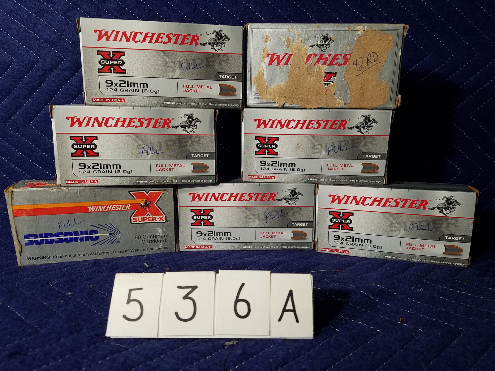 9x21mm Ammo: Winchester 9x21mm ammunition. 124 grain FMJ. 342 rounds. See photos.
