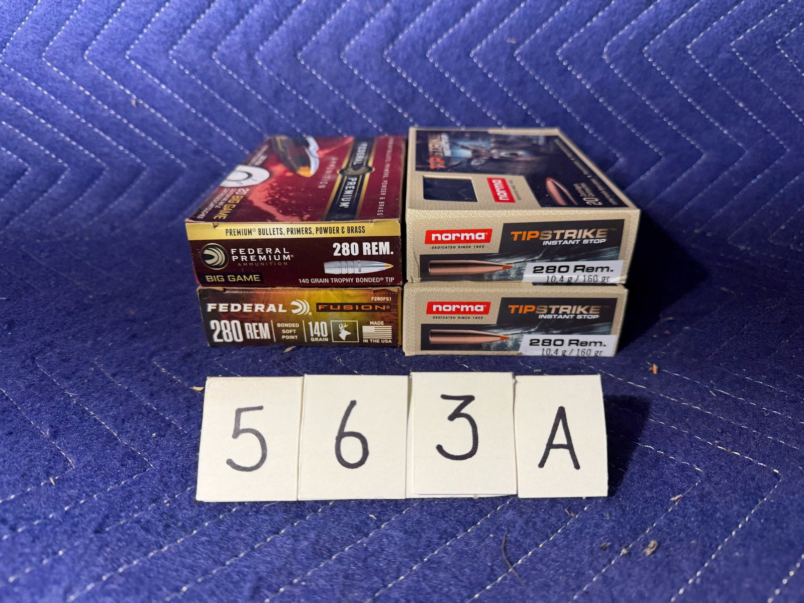 280 Remington Ammo: 280 Remington ammunition. Two boxes of Federal, 140 grain bonded SP (40 rounds). Two boxes of Norma, 160 grain TipStrike (40 rounds). 80 rounds total. See photos.