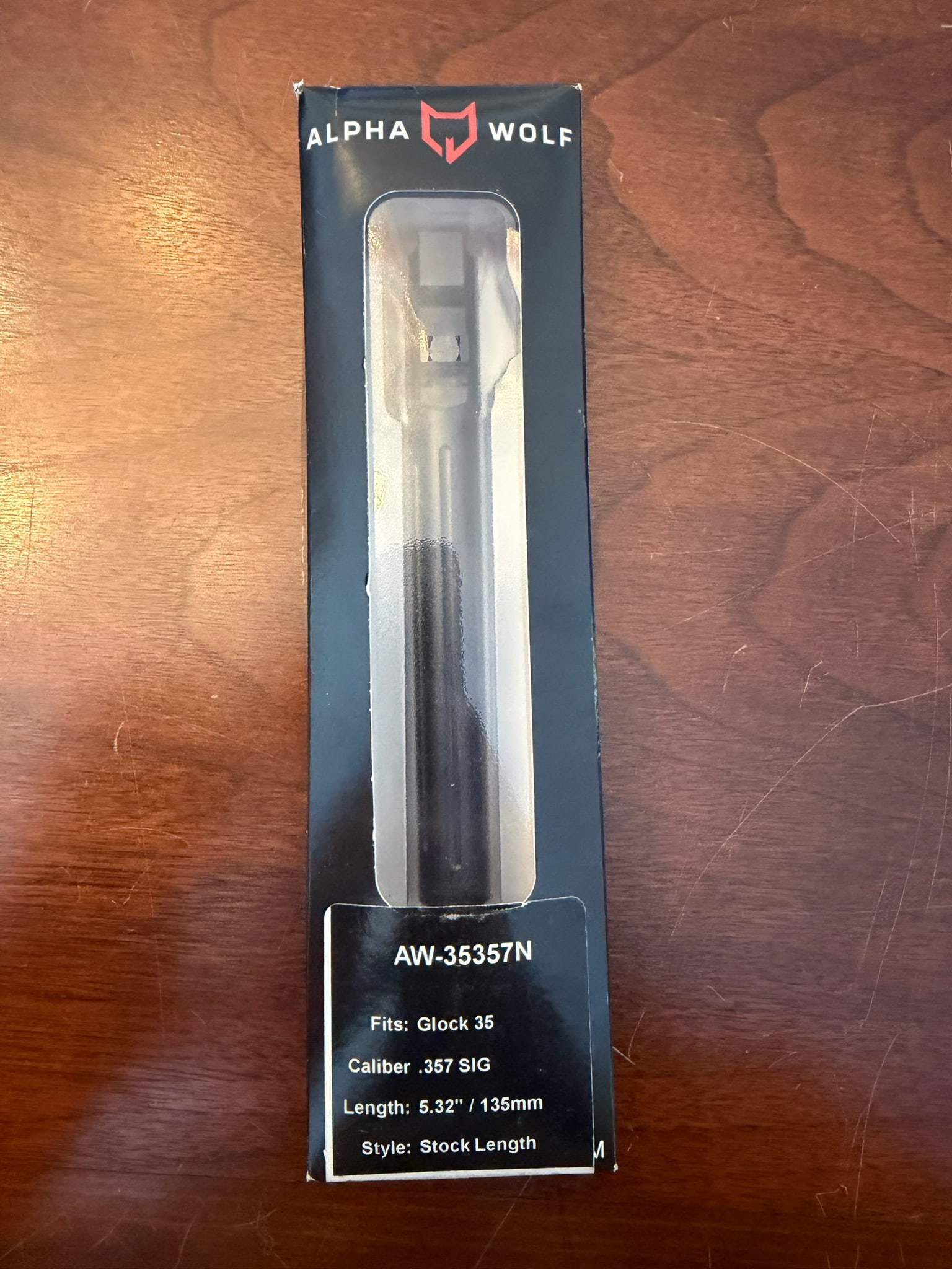 Alpha Wolf 357 Sig Barrel for Glock Model 35: Alpha Wolf 357 Sig barrel for Glock Model 35. New in the box. See photos.