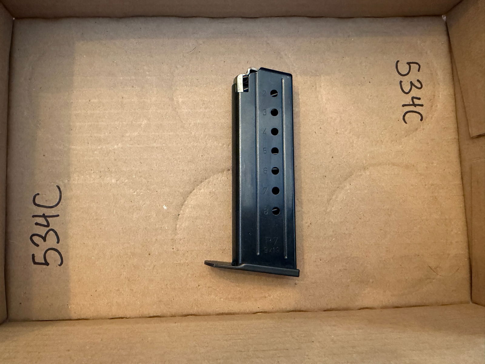 Original H&K P7 Eight Round 9mm Magazine: Original H&K P7 eight round 9mm magazine. See photos.