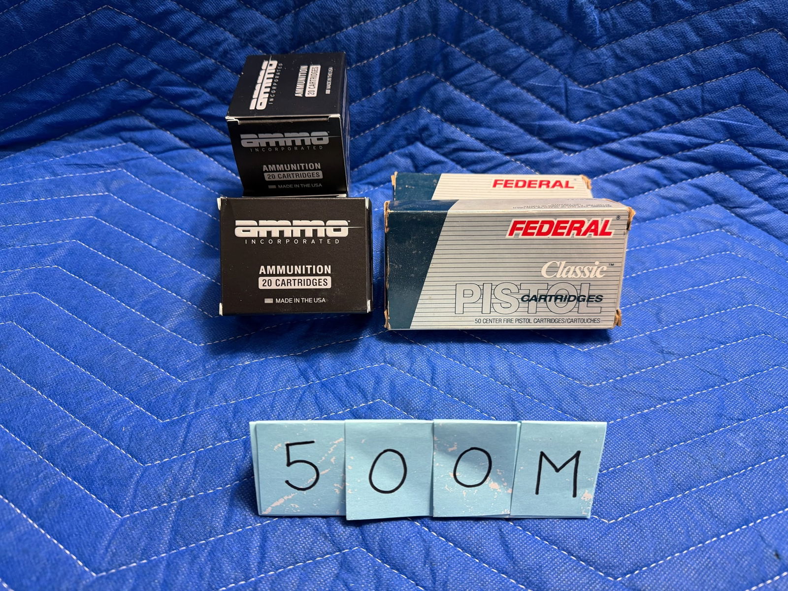 38 Special Ammo: 38 Special ammunition. Two boxes of Federal, 148 grain lead wadcutter (100 rounds). Three boxes of Ammo Inc., 125 grain JHP (60 rounds). 160 rounds total. See photos.