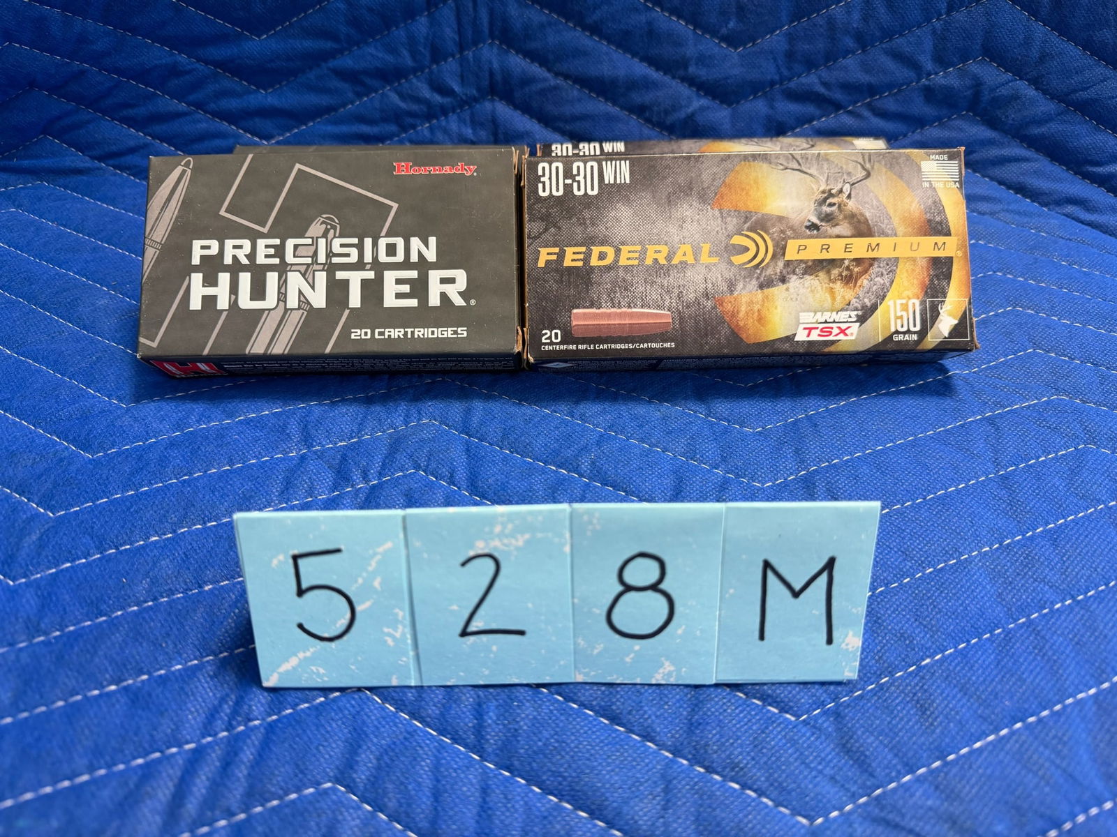 30-30 Winchester and 7mm-08 Remington Ammo: 30-30 Winchester and 7mm-08 Remington ammunition. Two boxes of Federal 30-30 Winchester, 150 grain Barnes TSX (40 rounds). Two boxes of Hornady 7mm-08 Remington, 150 grain ELD-X (40 rounds). 80