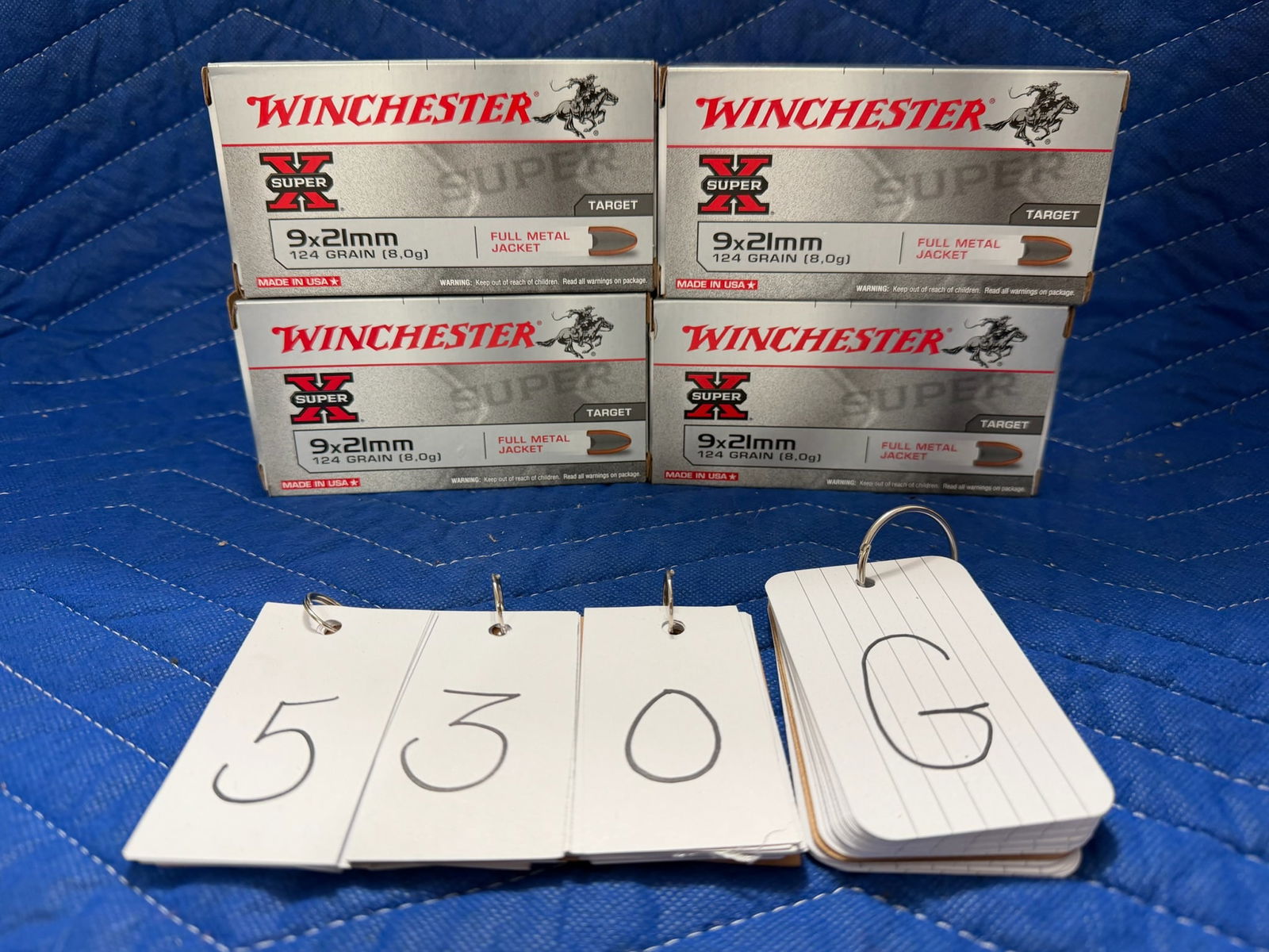 9x21mm Ammo: 9x21mm ammunition. Four boxes of Winchester Super X, 124 grain FMJ. 200 rounds. See photos.