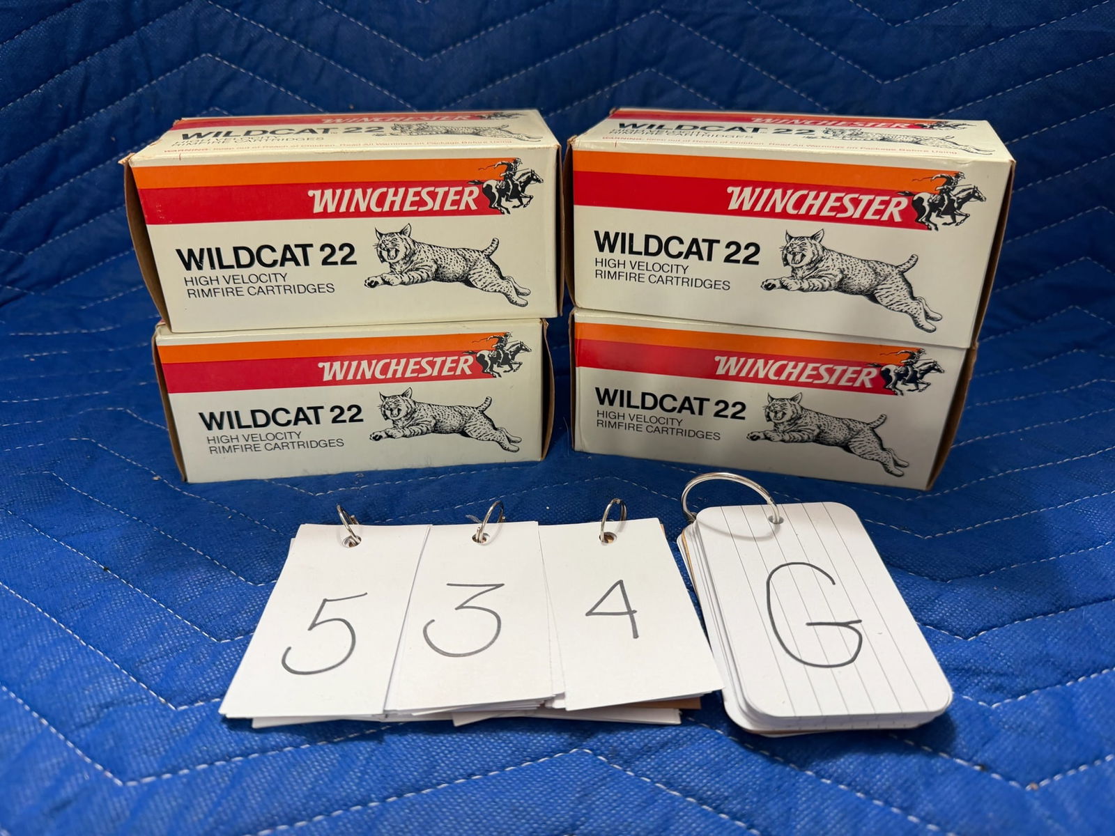 22LR Ammo: 22LR ammunition. Four boxes of Winchester Wildcat, 40 grain lead. 2000 rounds. See photos.