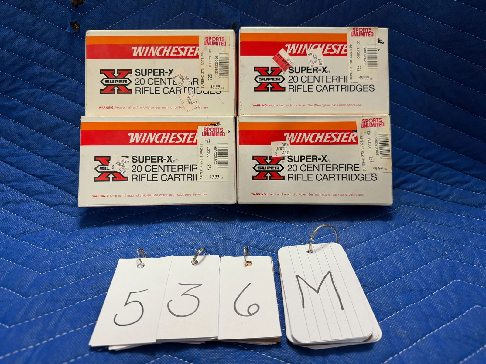 270 Winchester Ammo: 270 Winchester ammunition. Four boxes of Winchester Super X, 130 grain power point. 80 rounds. See photos.