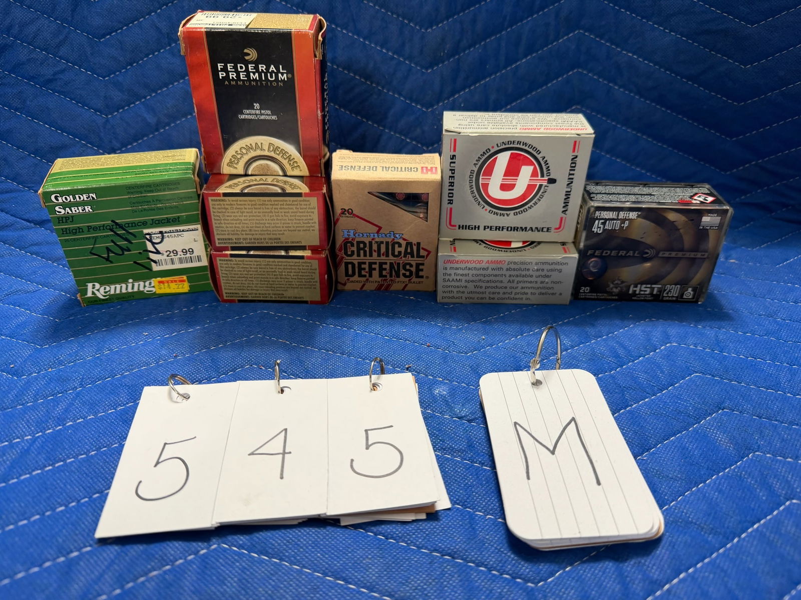 45 Auto and 45 ACP +P and 45 Super Ammo: 45 Auto and 45 ACP +P and 45 Super Auto ammunition. Three boxes of Federal Premium 45 Auto, 230 grain hydra-shok JHP (60 rounds). Two boxes of Underwood 45 Super, 230 grain bonded JHP (40 rounds).