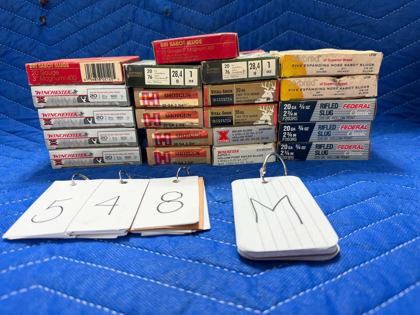 20 Guage Shotgun Ammo: 20 gauge shotgun ammo. All slugs. 17 boxes of 2.75" shells. Four boxes of 3" shells. See photos.