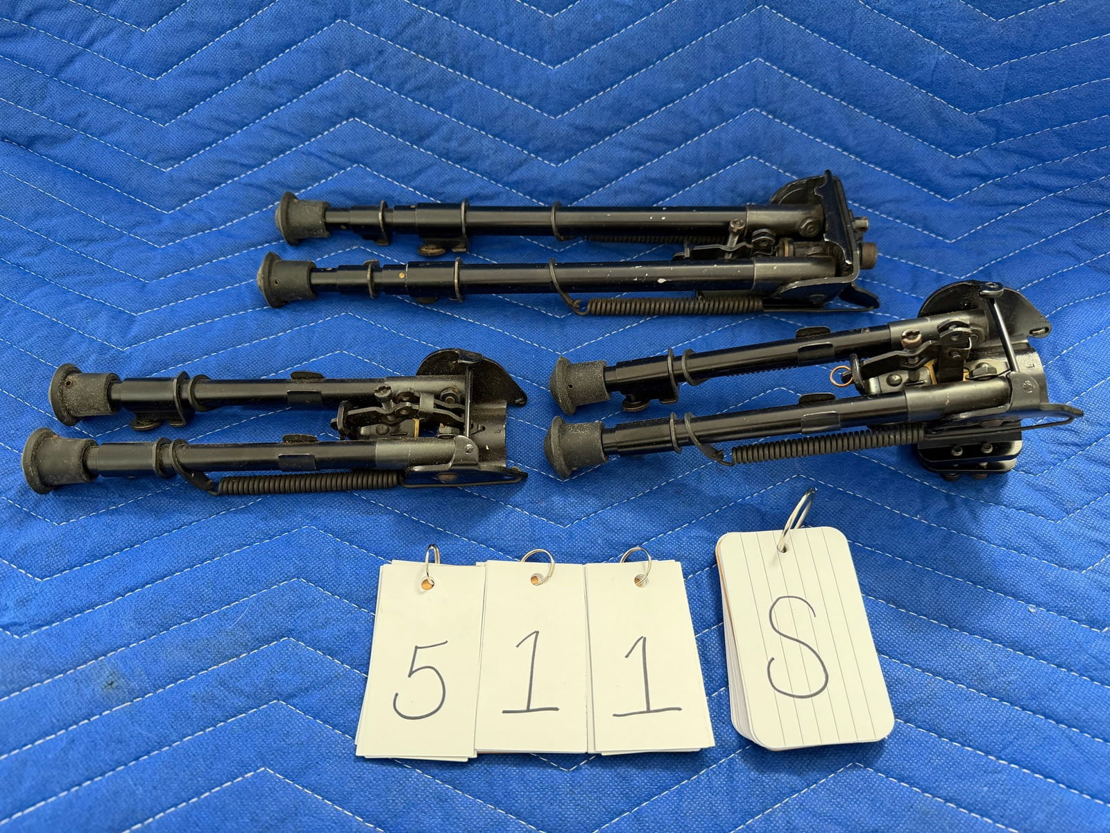 Three Bipods: Three bipods. One Harris 1A2 Ultralight bipod. Two additional bipods. See photos.