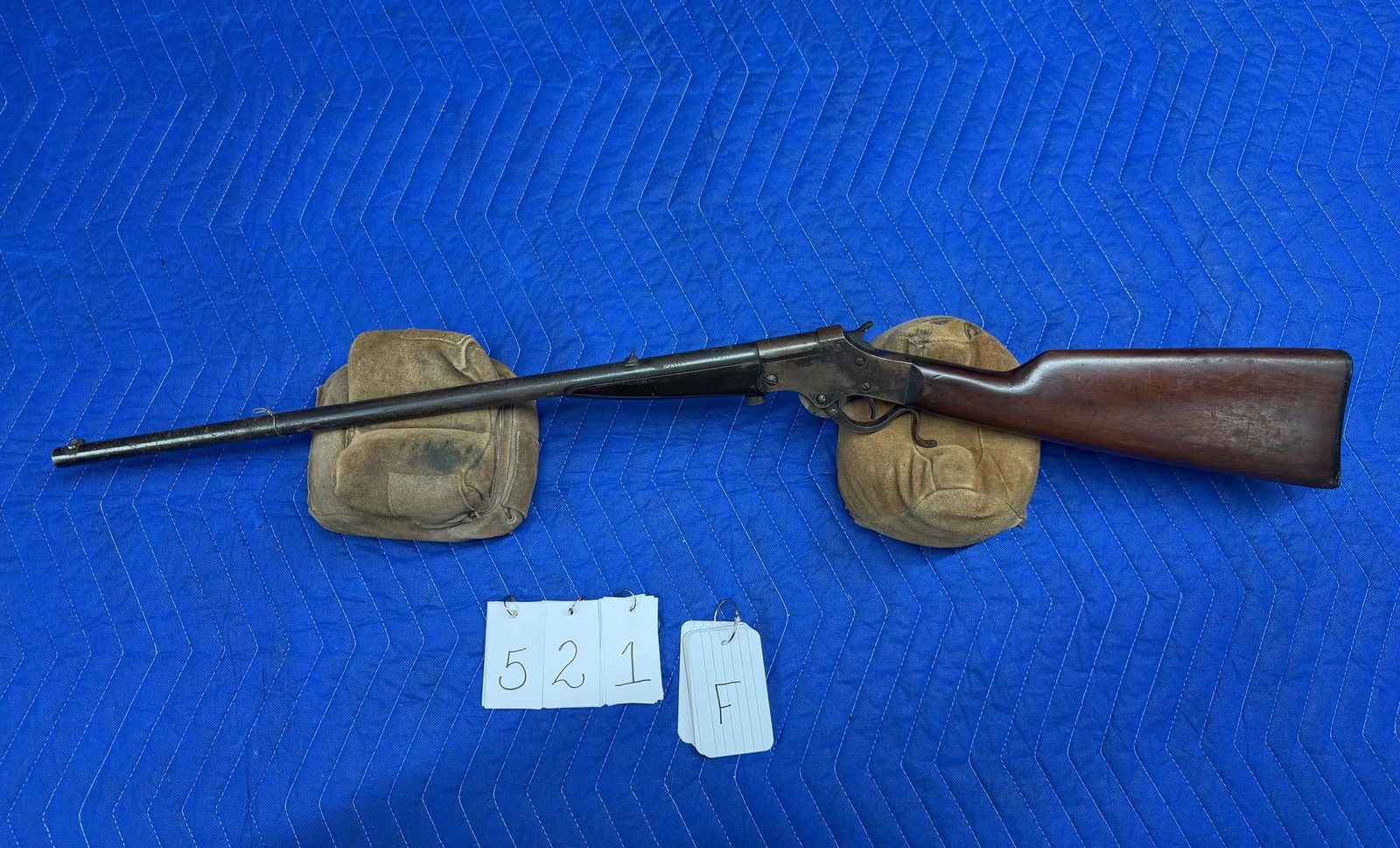 J. Steven Arms Co. Marksman Takedown: J. Stevens Arms Co. Marksman Takedown. 22LR. 22" barrel. All original. Slight chip in the forend. Minor rust on the barrel. Serial No. L491. See photos.