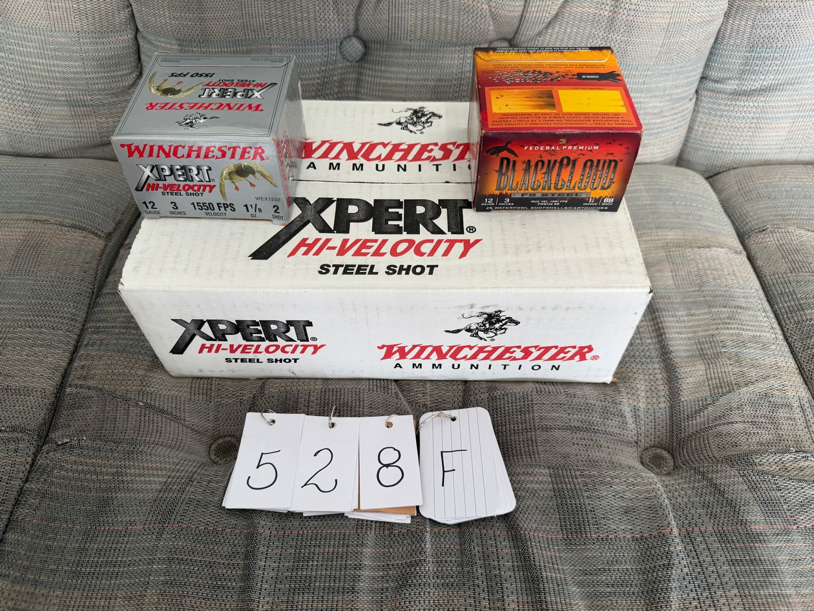12 Guage Steel Waterfowl Shotgun Ammo: 12 gauge shotgun ammunition. One partial case (8 boxes) of Winchester Xpert Hi-Velocity Steel Shot. No. 2 shot, 3" shells, 1.125 oz. 186 rounds. Includes one additional box of Federal Premium Black