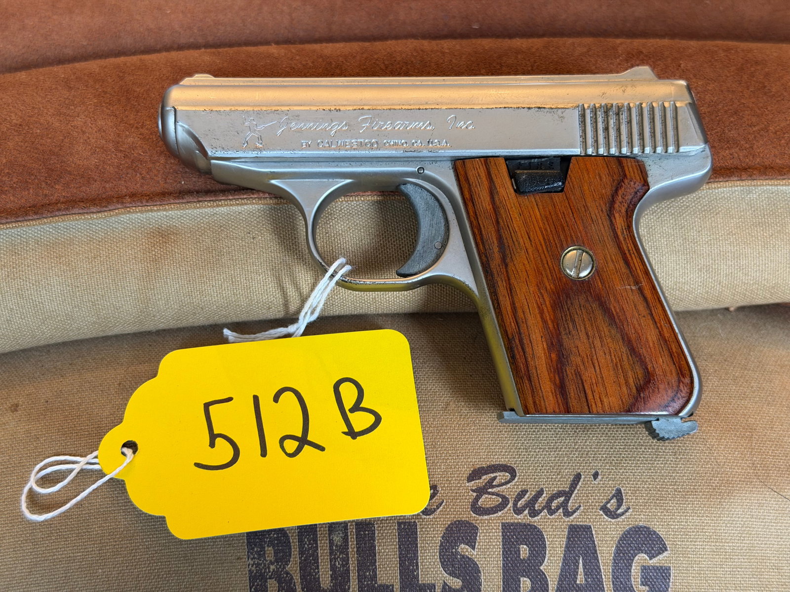 Jennings Model J-22: Jennings Model J-22. 22LR. Made by CalWestCo Chino, CA. Comes with the original box and paperwork. Serial No. 507444. See photos.