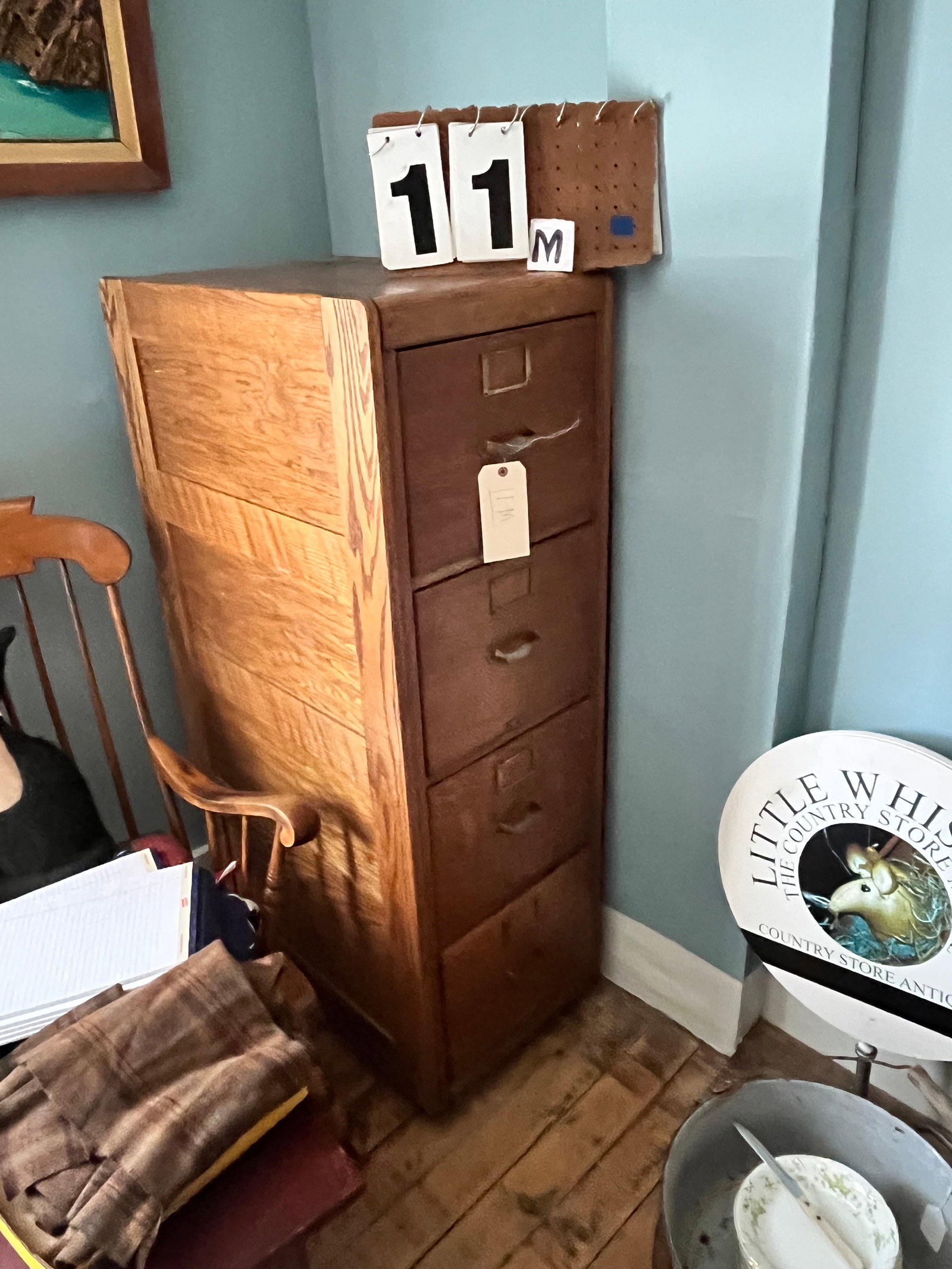 Four Drawer Legal Size Oak File Cabinet: Four drawer legal size oak file cabinet. 27"w x 17.5"d x 54"h. See photos. Please read the Terms and Conditions of this auction THOROUGHLY for IMPORTANT bidder information.