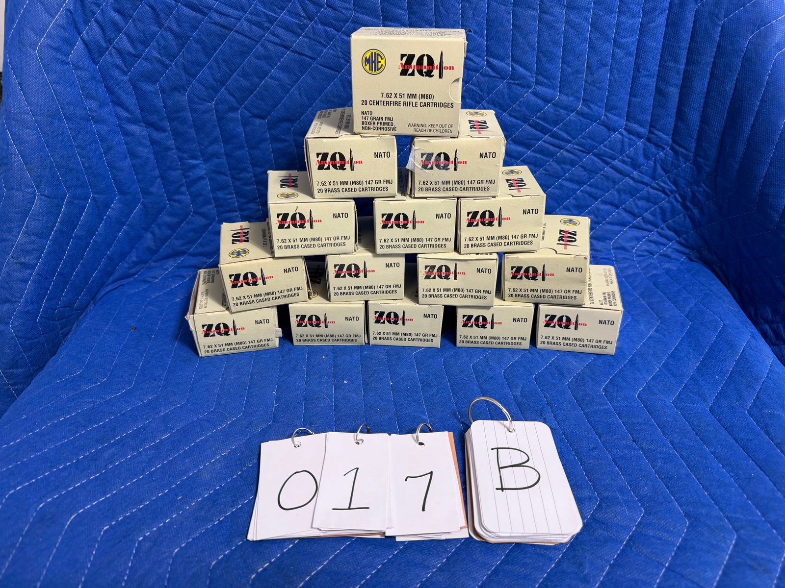 7.62x51mm NATO Ammo: 7.62x51mm NATO ammunition. 15 boxes of MKE ZQ, 147 grain FMJ. 300 rounds total. See photos. Please read the Terms and Conditions of this auction THOROUGHLY for IMPORTANT bidder information.