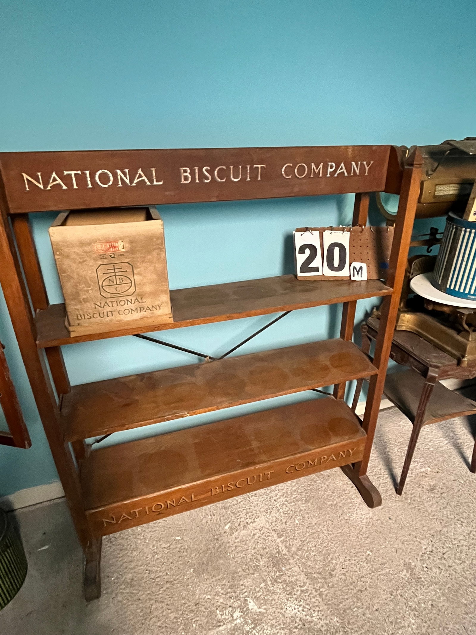 Rare 19c National Biscuit Company Oak Display Case: Rare 19th century National Biscuit Company oak display case. Has three shelves. 46.5" x 56.25" x 7.5". See photos. Please read the Terms and Conditions of this auction THOROUGHLY for IMPORTANT bidder