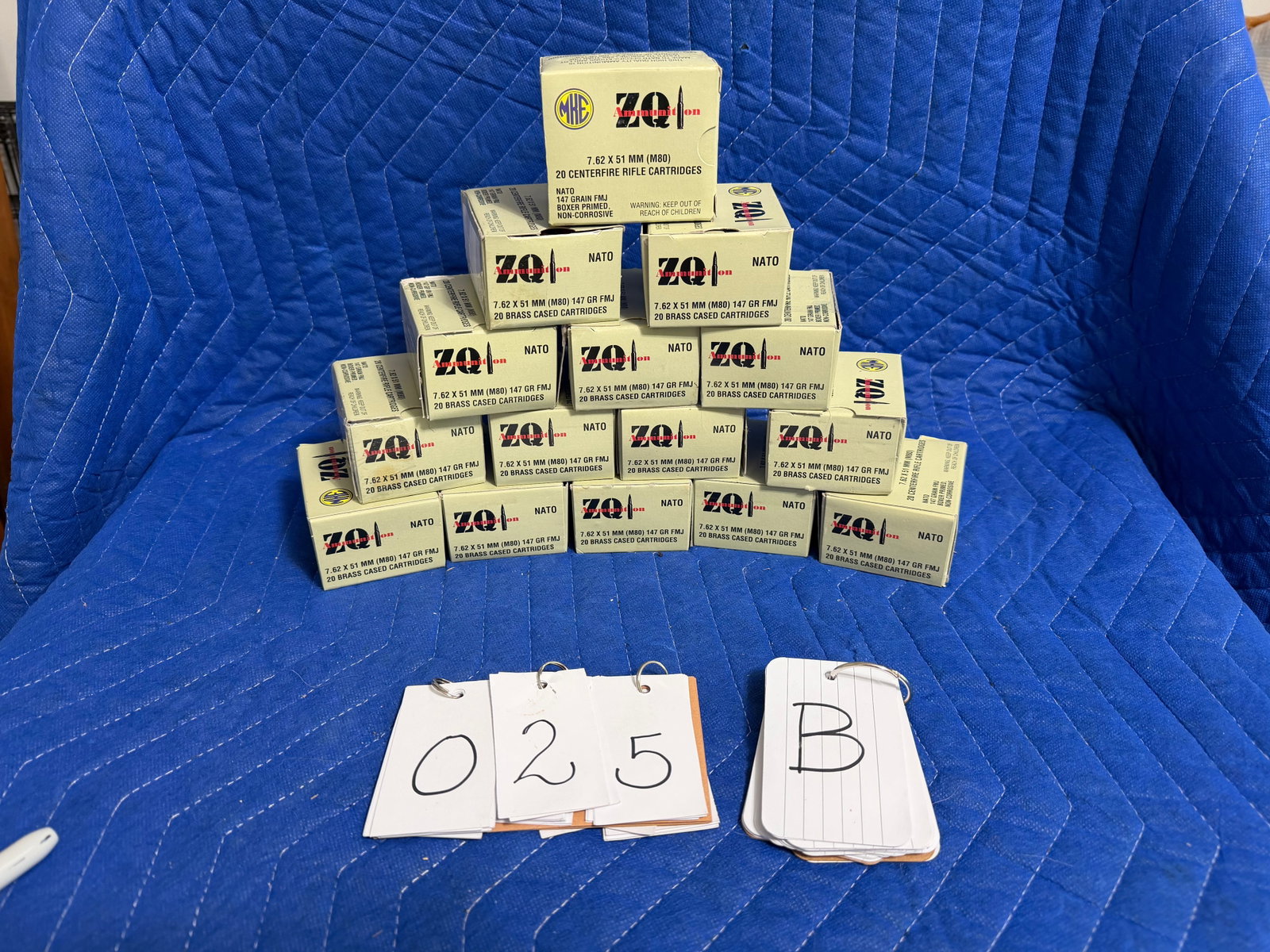 7.62x51mm NATO Ammo: 7.62x51mm NATO ammunition. 15 boxes of MKE ZQ, 147 grain FMJ. 300 rounds total. See photos. Please read the Terms and Conditions of this auction THOROUGHLY for IMPORTANT bidder information.