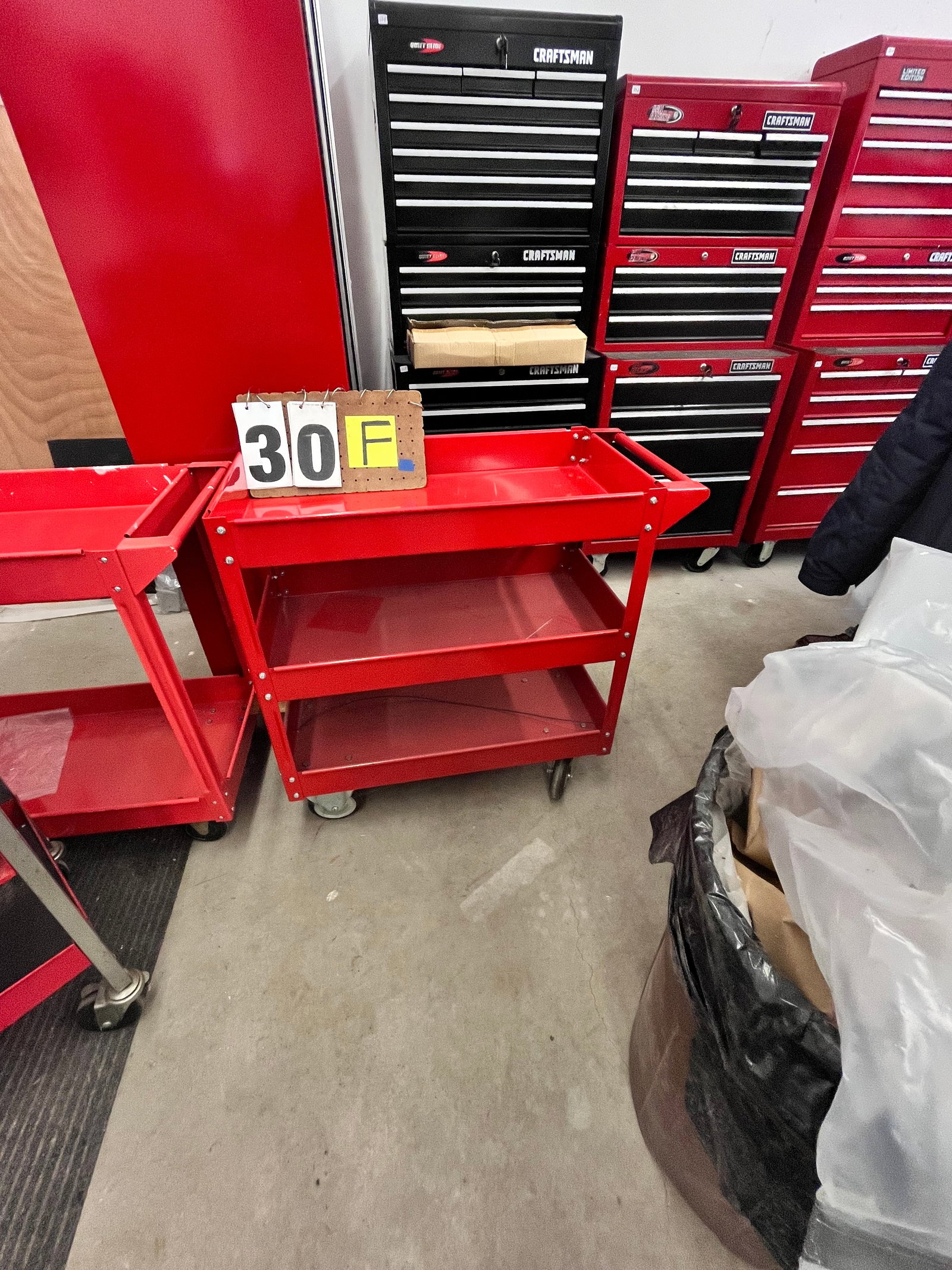 Three Harbor Freight Rolling Metal Carts - 3