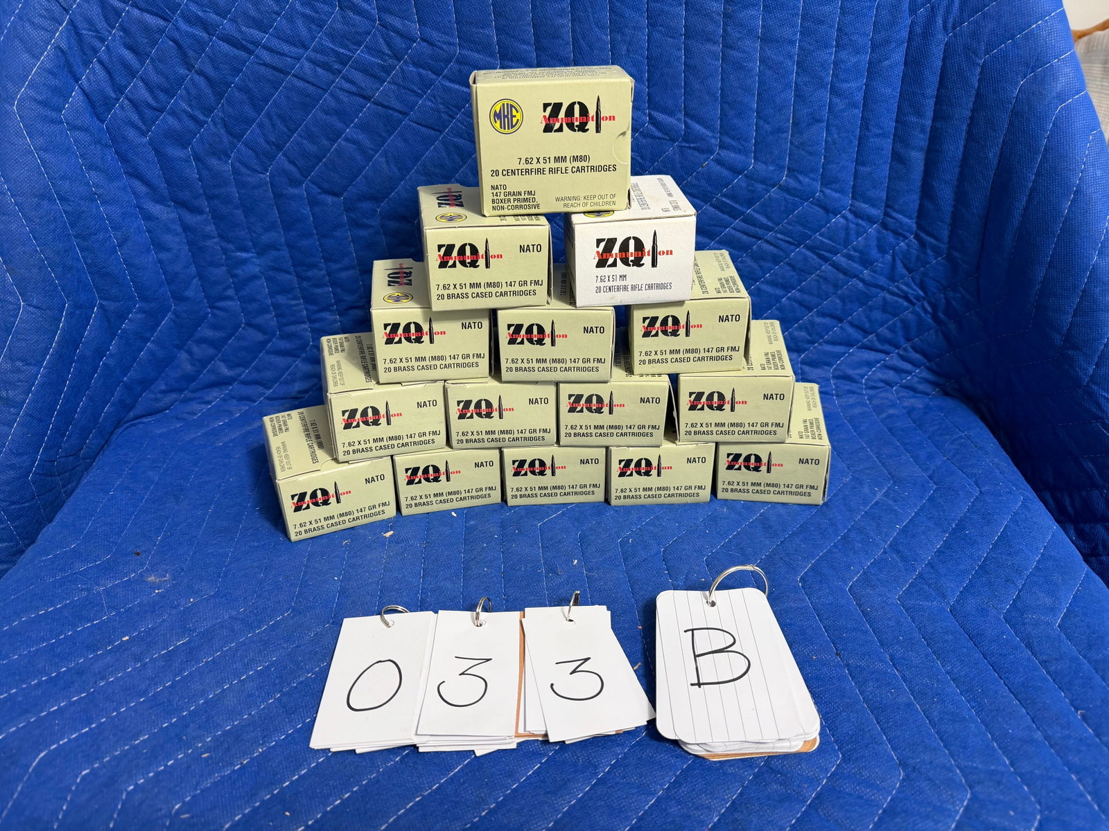 7.62x51mm NATO Ammo: 7.62x51mm NATO ammunition. 15 boxes of MKE ZQ, 147 grain FMJ. 300 rounds total. See photos. Please read the Terms and Conditions of this auction THOROUGHLY for IMPORTANT bidder information.