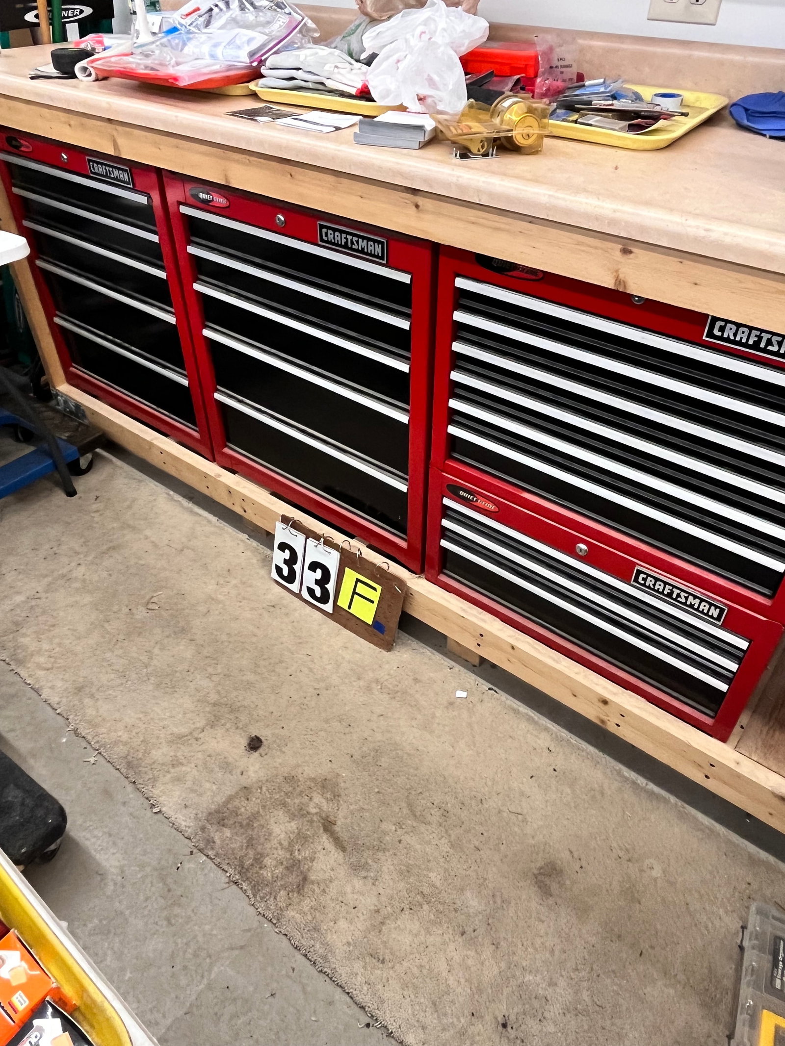 Three Craftsman Metal Multi-Drawer Cabinets: Three Craftsman metal multi-drawer cabinets with keys. In like new condition. Two matching five drawer, 26"w x 12"d x 31"h. One nine drawer, 26"w x 12"d x 31"h. See photos. Please read the Terms and