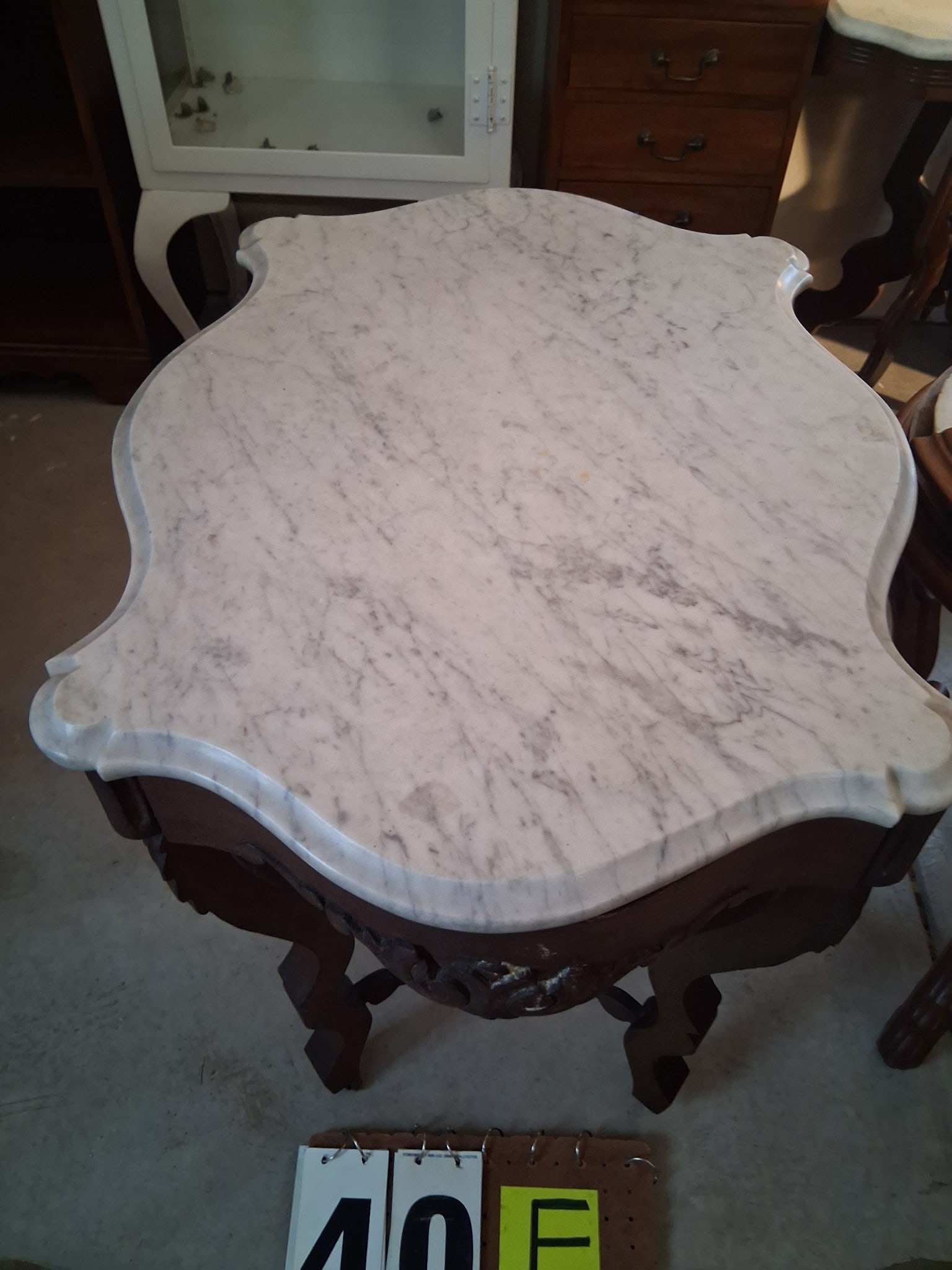 1890s American Marble Top Walnut Table - 2
