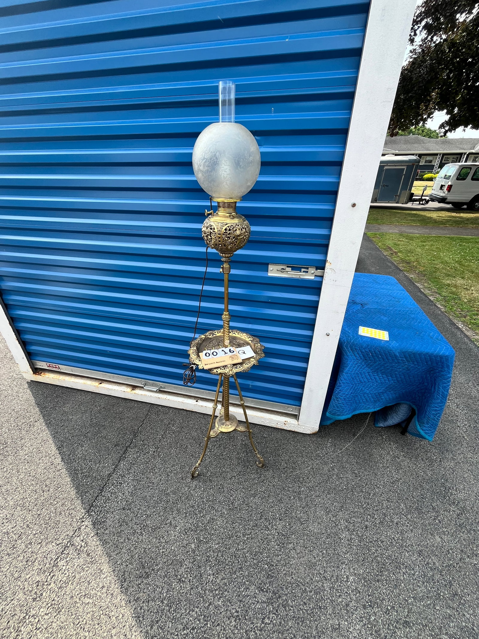 Fancy 1890s Electrified Kerosene Lamp