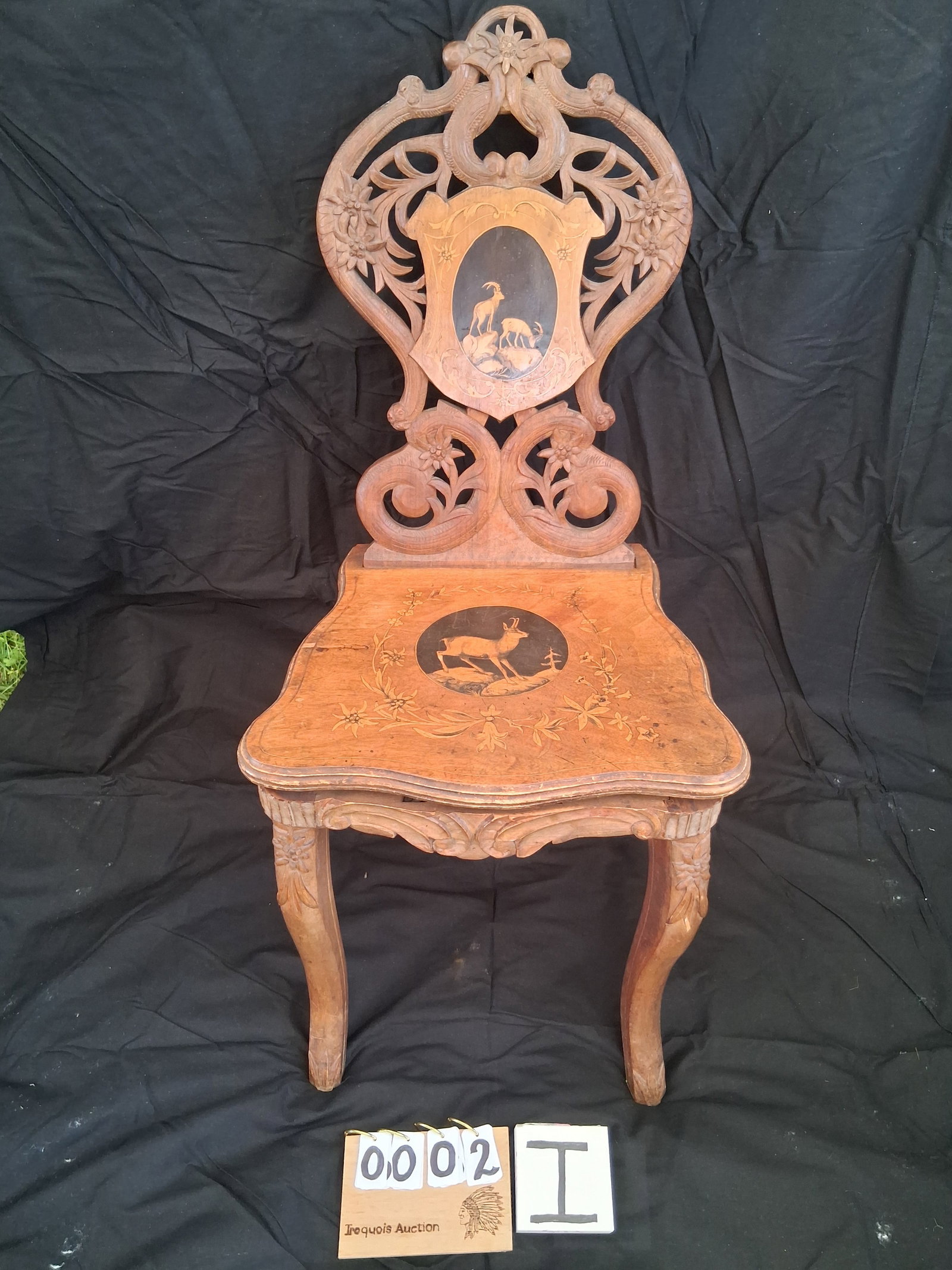 Rare Working 1800s Swiss Black Forest Walnut Inlaid Cylinder Music Box Chair (1 of 8)