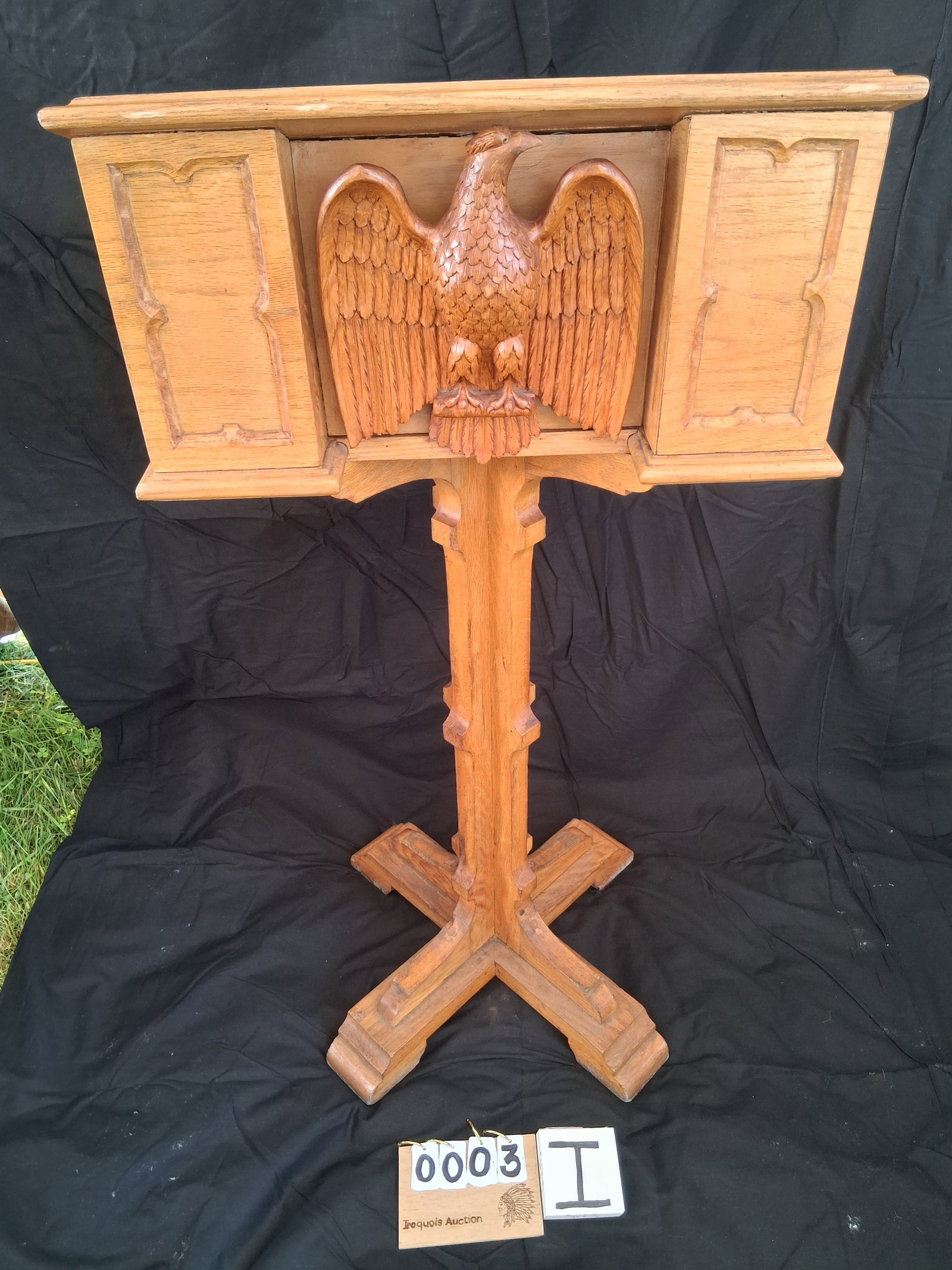 Rare Solid Oak Eagle Carved Podium (1 of 8)