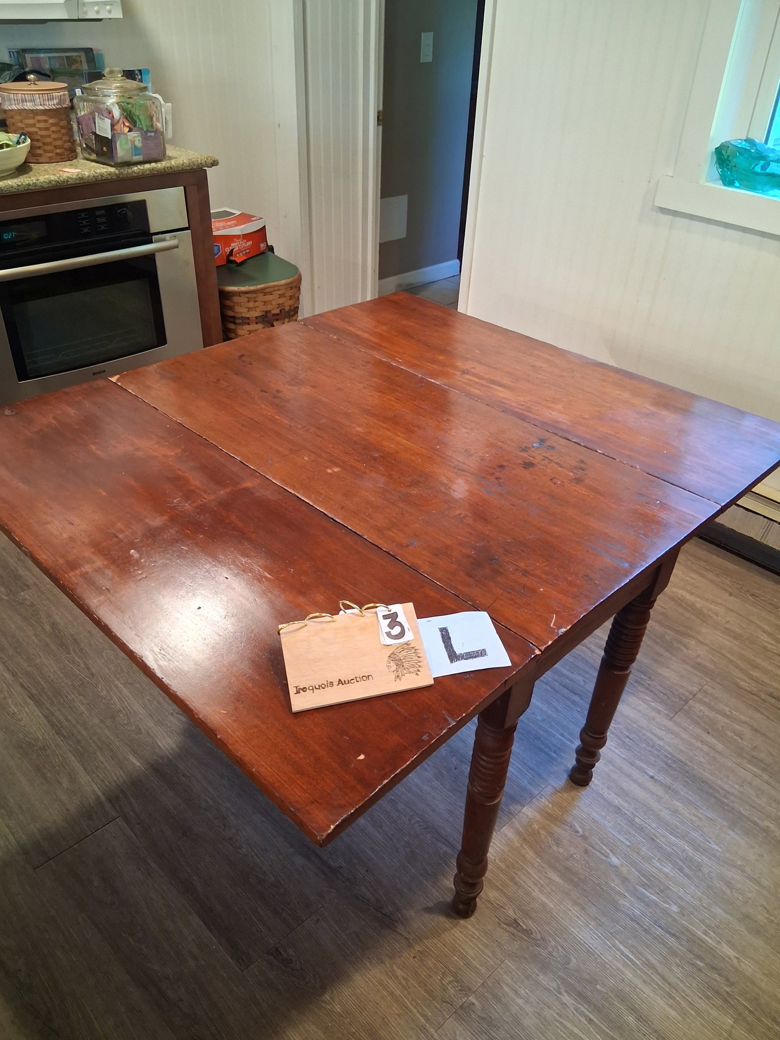 1890s American Pine Drop Leaf Table - 2