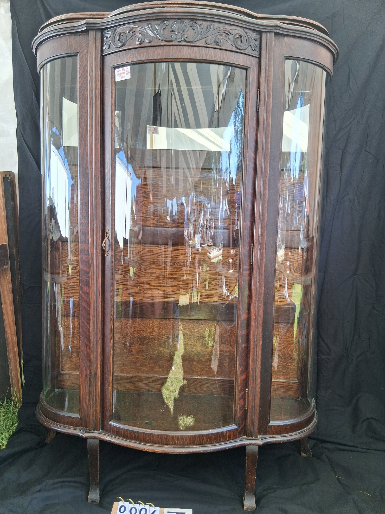 Round Glass Oak China Cabinet (1 of 9)