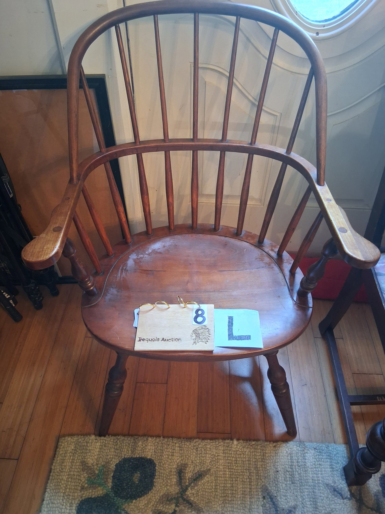 Signed Stickley Syracuse Solid Cherry Seven Spindle Windsor Armchair: Signed Stickley Syracuse solid cherry seven spindle Windsor armchair. 24"w x 21"d x 36"h. See photos. Please read the Terms and Conditions of this auction THOROUGHLY for IMPORTANT bidder information.
