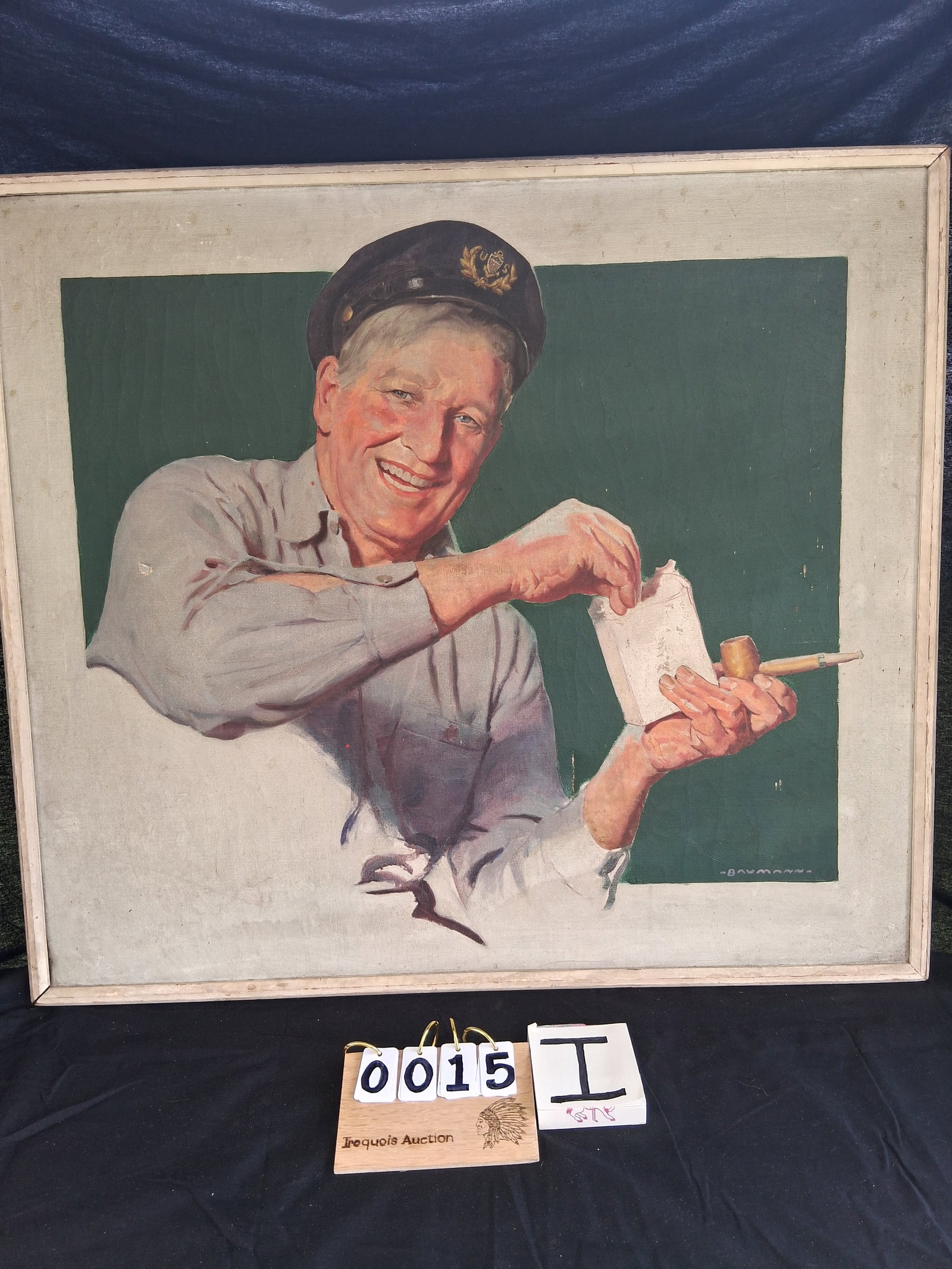 Rare Ernest F. Baumann Oil on Canvas Painting of "Tobacco Pipe Seller" (1 of 6)