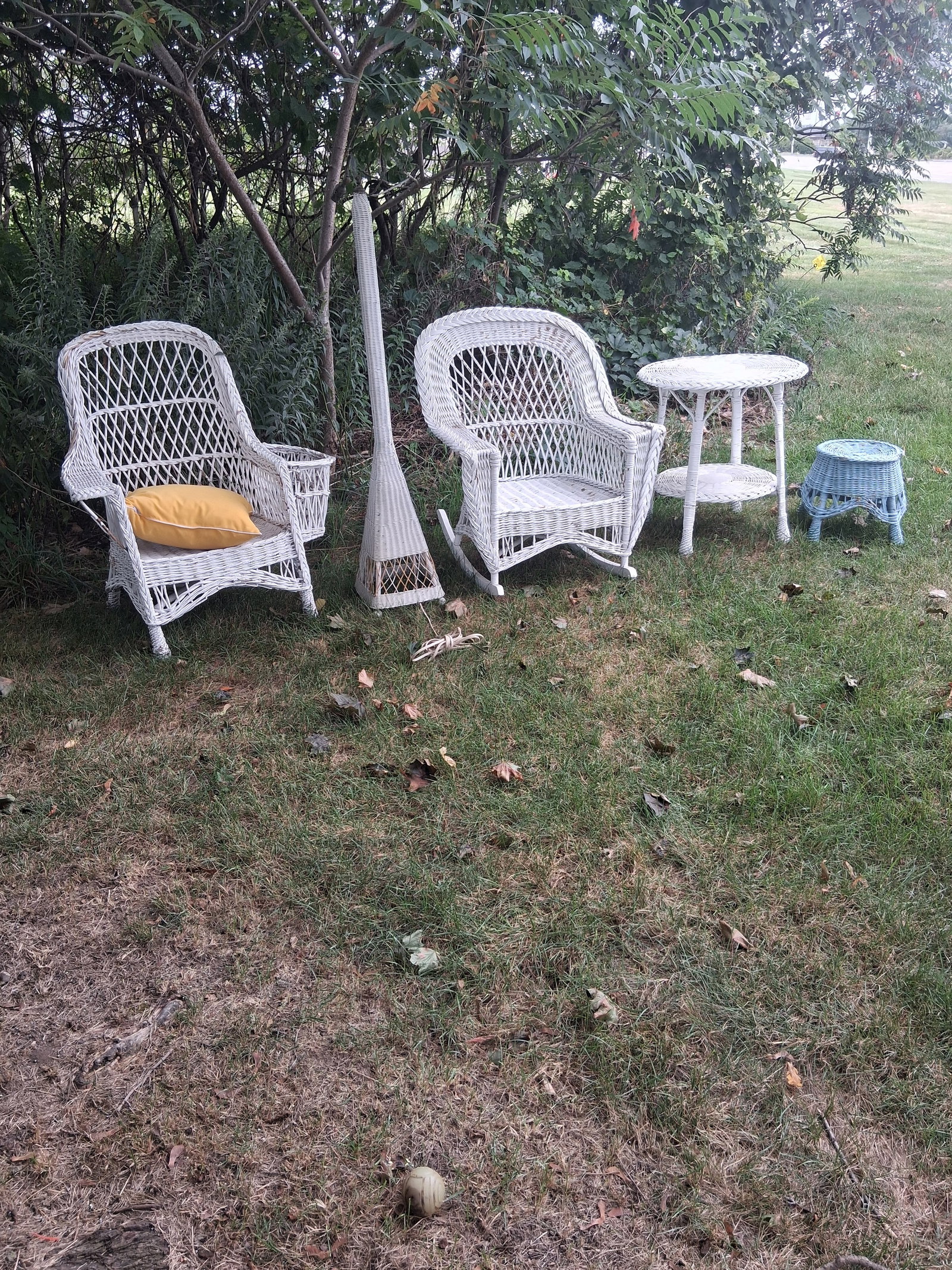 Five Piece 1900s Bar Harbor Painted Wicker Set (1 of 9)