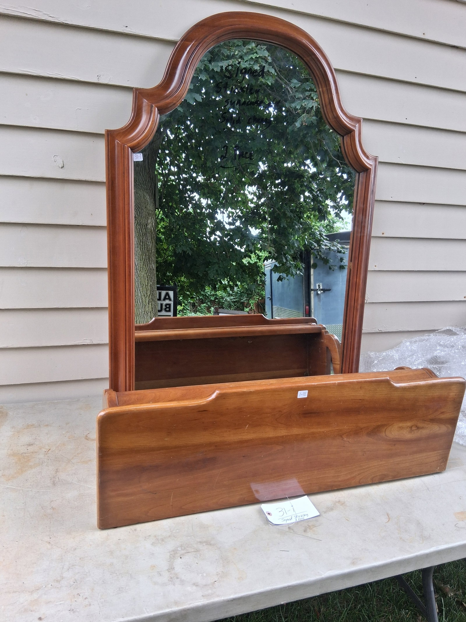 Stickley Fayetteville Solid Cherry Two Part Console Mirror and Matching Pedestal (1 of 5)