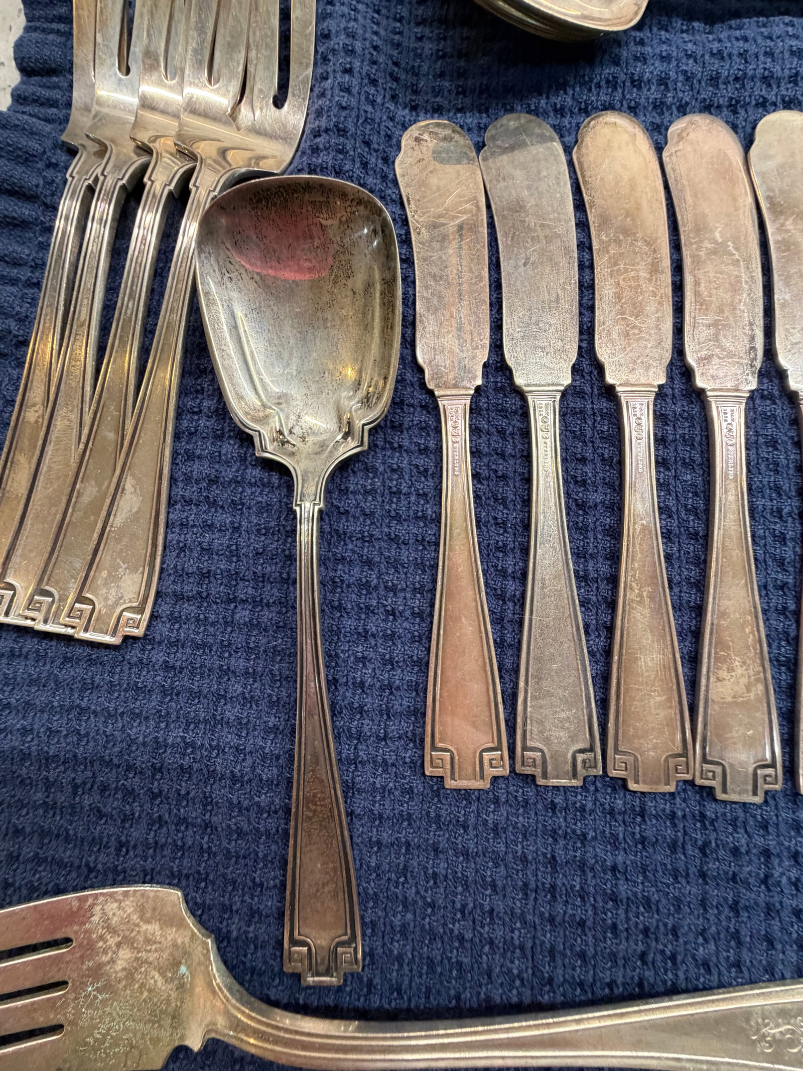 Gorham Etruscan Pattern Sterling Silver Flatware Set - 5