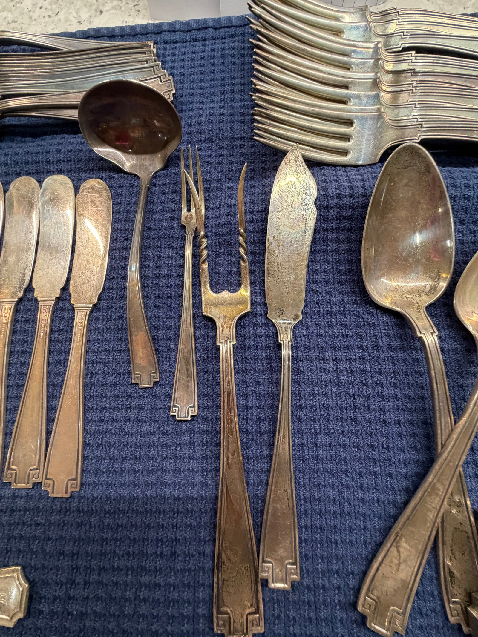 Gorham Etruscan Pattern Sterling Silver Flatware Set - 7