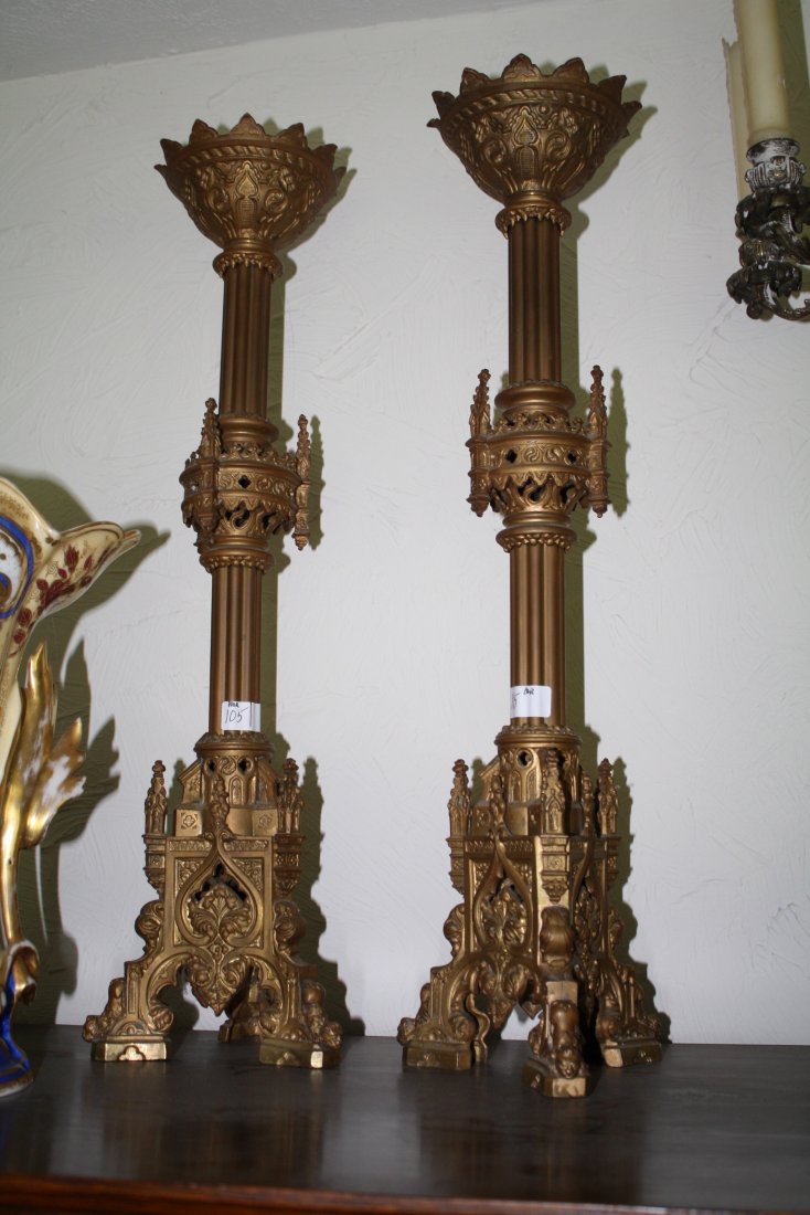 Pair of Gothic Late 19th century matching solid brass (1 of 1)