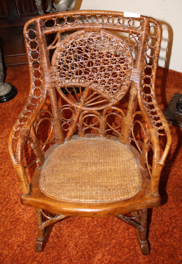 Late 19th century victorian era child’s wicker rocker (1 of 1)