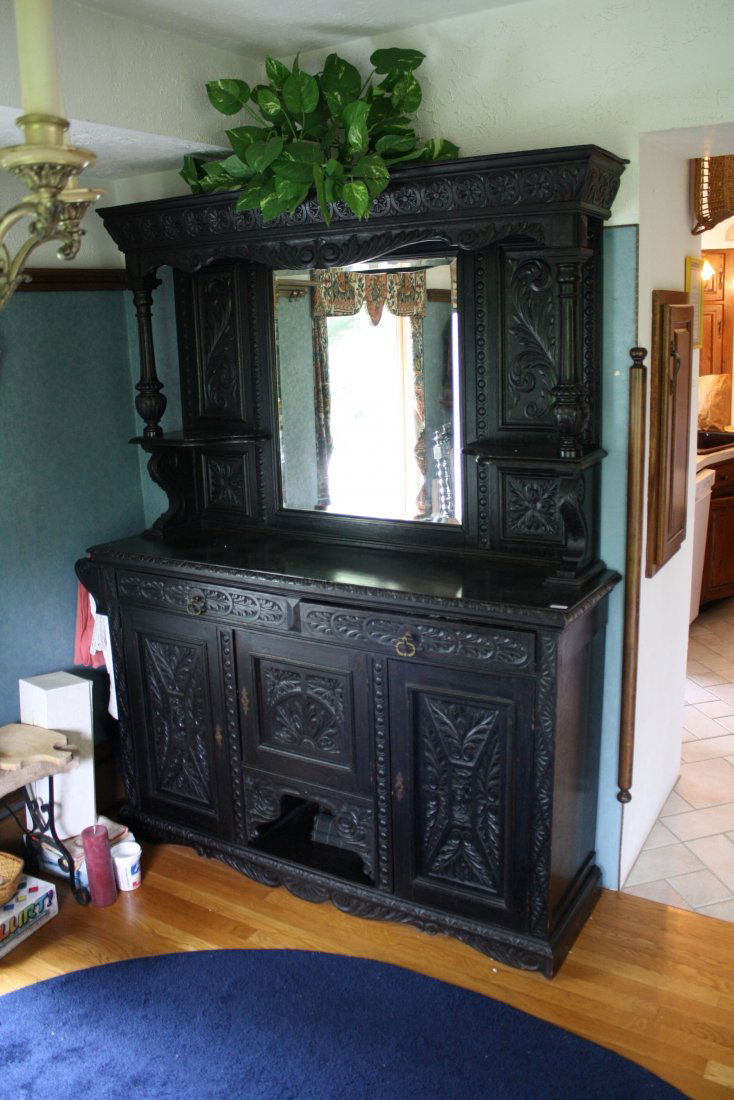 7-piece ebonized highly carved oak dining room set (1 of 2)