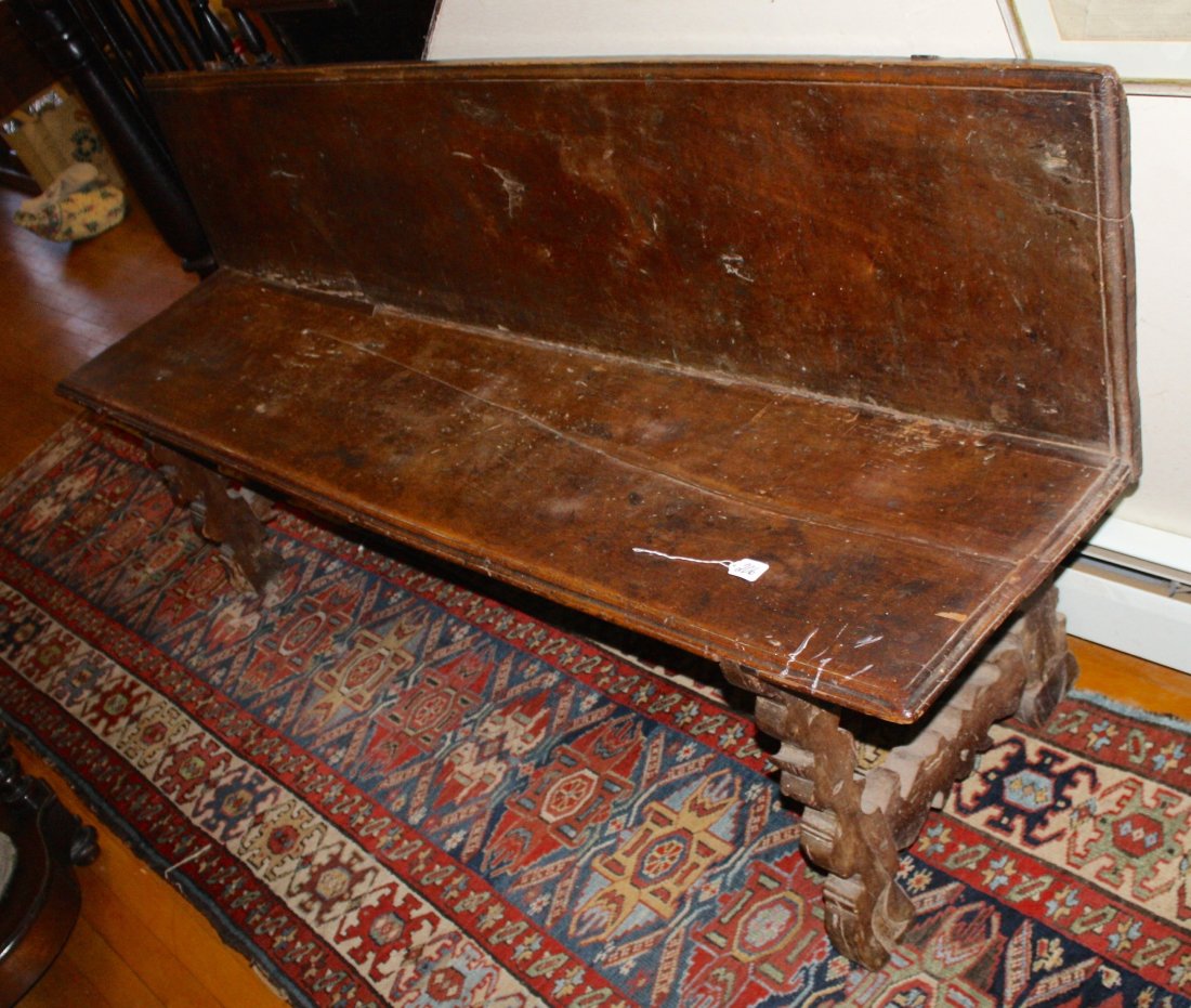 Solid plank Walnut 18th -early 19th century bench.  74 (1 of 2)