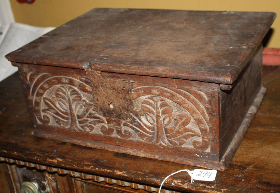 Cotter pinned hinged 18th or early 19th century carved (1 of 1)