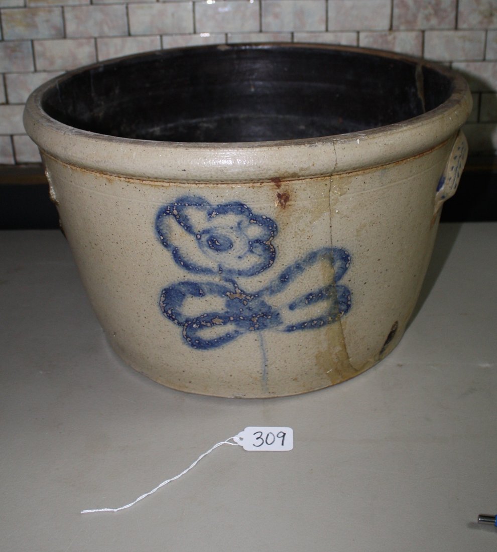 Unusual Ovoid Large blue double blue floral decorated (1 of 1)