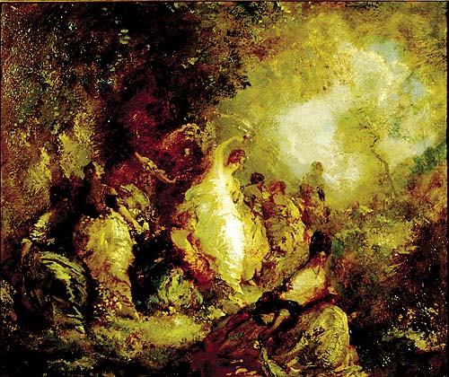 Frederick Ballard Williams New Jersey/California (: DANCING MAIDENSoil on canvas, framedsigned: lower left H25" W30"@Prov:*Note: Bearing partial label on verso from a New York gallery.*Artist biography: A painter of romantic and decorative canvases,