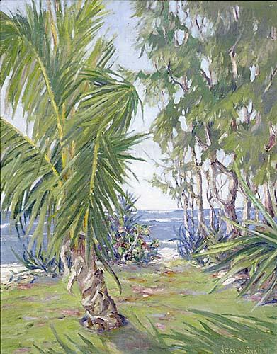 Jessie M C Conklin American (mid 20th century): JOURNEY'S ENDoil on artist board, framedsigned, titled & dated: lower right and veros, 1956 H20" W16" *Note: Bearing Smithsonian Museum label of the Miniature Painters, Sculptors, & Gravers Society of