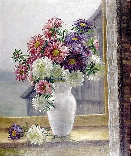 Marcel Dyf: Desc: FLOWERS IN WINDOWoil on board, framedsigned: lower right, Dyf Date: French (1899-1987) Size: H23" W19" Prov:*Artist biography: Marcel Dyf's family lived in Paris, but he spent his childhood h