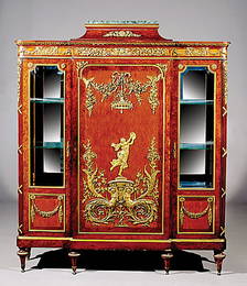 174: Napoleon III bronze-dore and parquetry cabinet