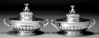 562: Pair Southern sterling covered tureens by Jacobi