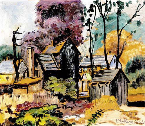 Millard Owen Sheets: Millard Owen Sheets California (1907-1989) RUSTIC CABINSoil on board, framed, signed: lower rightsight size: H10" W11 1/2"*Artist biography: Born in Pomona, California in 1907, Millard Sheets was a Ca