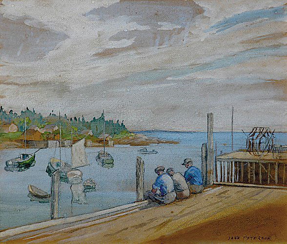 Jane Peterson: Jane Peterson New York (1876-1965)GLOUCESTER HARBORwatercolor, framed, signed: lower rightsight size: H10" W12"*Artist biography: Jane Peterson is admired and praised for developing an individualistic